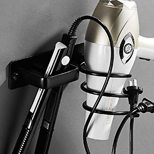 Wovatech Soporte para plancha para secador de pelo - Soporte de metal montado en la pared sin perforaciones - Rejilla para colgar en espiral resistente al calor Wovatech Soporte para plancha para secador de pelo - Soporte de metal montado en la pared sin perforaciones - Rejilla para colgar en espiral resistente al calor