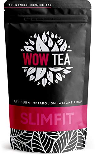 WOW TEA SlimFit Té - Té adelgazante extra poderoso con té verde orgánico, yerba mate y jengibre - Acelera el metabolismo, frena los antojos de comida y ayuda con la quema de grasa | 150g, Made in EU
