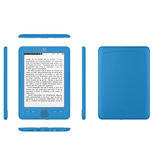 Woxter E-Book Scriba 195 Blue- Lector de Libros electrónicos 6" (1024x758, E-Ink Pearl Pantalla más Blanca, EPUB, PDF) Micro SD, Guarda más de 4000 Libros, Textura engomada, Color Azul