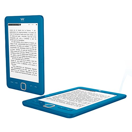 Woxter E-Book Scriba 195 Blue- Lector de Libros electrónicos 6" (1024x758, E-Ink Pearl Pantalla más Blanca, EPUB, PDF) Micro SD, Guarda más de 4000 Libros, Textura engomada, Color Azul