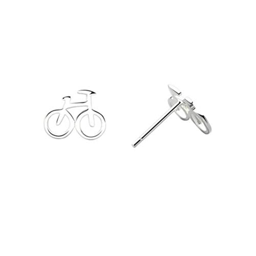 WOZUIMEI S925 Joyería de Plata Esterlina Mujeres Estudiantes Simples Pendientes Salvajes Bicicleta Ciclismo Pendientes Joyeríaaretes de plata, Plata 925