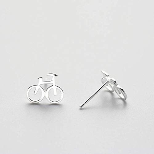 WOZUIMEI S925 Joyería de Plata Esterlina Mujeres Estudiantes Simples Pendientes Salvajes Bicicleta Ciclismo Pendientes Joyeríaaretes de plata, Plata 925