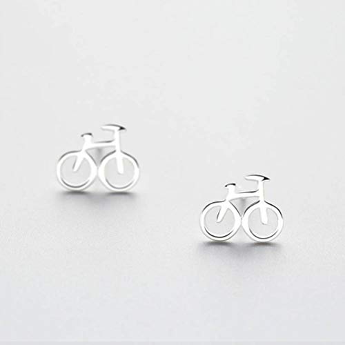 WOZUIMEI S925 Joyería de Plata Esterlina Mujeres Estudiantes Simples Pendientes Salvajes Bicicleta Ciclismo Pendientes Joyeríaaretes de plata, Plata 925