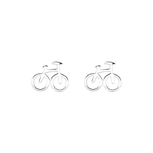 WOZUIMEI S925 Joyería de Plata Esterlina Mujeres Estudiantes Simples Pendientes Salvajes Bicicleta Ciclismo Pendientes Joyeríaaretes de plata, Plata 925