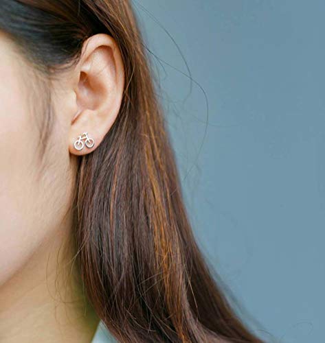 WOZUIMEI S925 Pendientes de Plata de Las Mujeres de Corea de la Moda Linda Mini Bicicleta Bicicleta Pendientes Simples Joyas de Mujerun par, Plata 925 WOZUIMEI S925 Pendientes de Plata de Las Mujeres de Corea de la Moda Linda Mini Bicicleta Bicicleta Pendientes Simples Joyas de Mujerun par, Plata 925