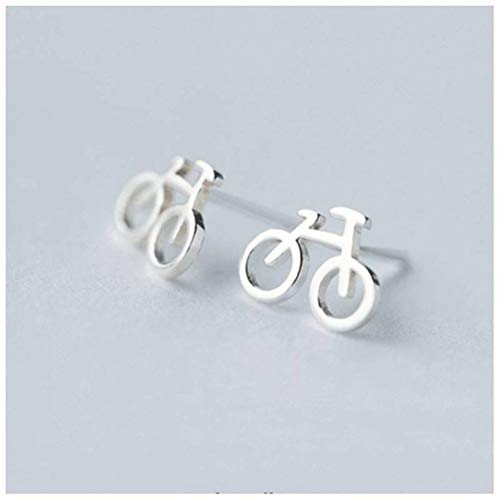 WOZUIMEI S925 Pendientes de Plata de Las Mujeres de Corea de la Moda Linda Mini Bicicleta Bicicleta Pendientes Simples Joyas de Mujerun par, Plata 925