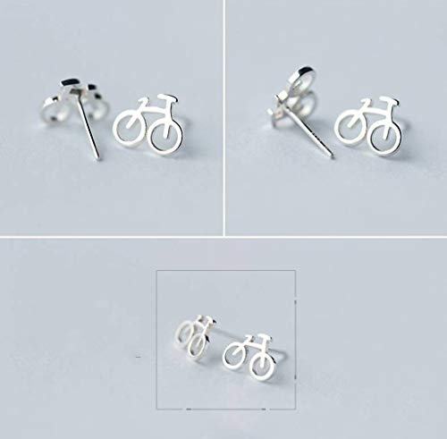 WOZUIMEI S925 Pendientes de Plata de Las Mujeres de Corea de la Moda Linda Mini Bicicleta Bicicleta Pendientes Simples Joyas de Mujerun par, Plata 925