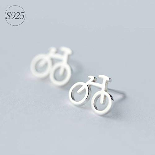 WOZUIMEI S925 Pendientes de Plata de Las Mujeres de Corea de la Moda Linda Mini Bicicleta Bicicleta Pendientes Simples Joyas de Mujerun par, Plata 925