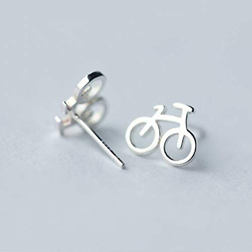 WOZUIMEI S925 Pendientes de Plata de Las Mujeres de Corea de la Moda Linda Mini Bicicleta Bicicleta Pendientes Simples Joyas de Mujerun par, Plata 925