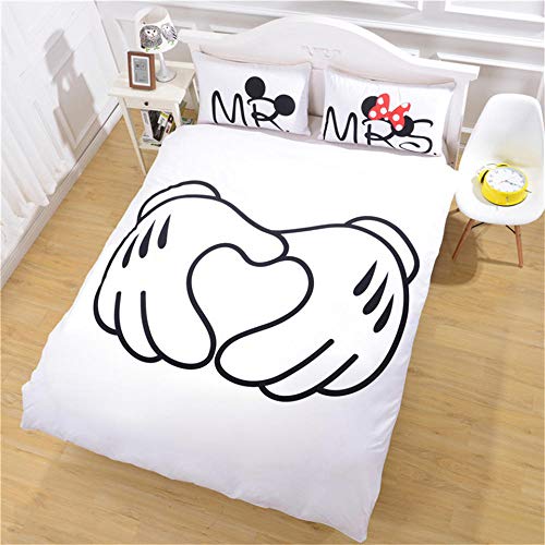 WPHRL Juego de Sábanas Funda Nórdica de Algodón y Poliéster 3 Piezas 1 Funda Nórdica 200x200cm + 2 Funda de Almohada 50x75cm Estilo Blanco de Mickey