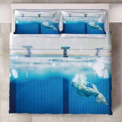 WPHRL Ropa de Cama 3D Imprimiendo Funda nórdica Piscina Azul Conjunto de 3 Piezas Niño niña Ligero Poliéster Suave Transpirable Viernes Negro de Navidad 220x240cm