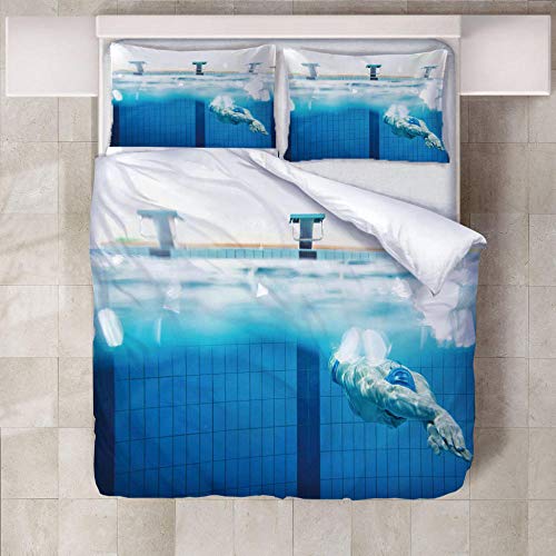 WPHRL Ropa de Cama 3D Imprimiendo Funda nórdica Piscina Azul Conjunto de 3 Piezas Niño niña Ligero Poliéster Suave Transpirable Viernes Negro de Navidad 220x240cm