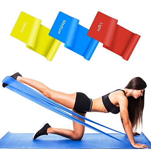 Wrei Bandas Elasticas Fitness, 1.5M/1.8M/2.0M Bandas de Resistencia con 3 Niveles, Cintas Elasticas Fitness para Yoga, Pilates, Crossfit, Estiramientos, Muscular, Piernas, Brazos, Fuerza(3 Pieces)