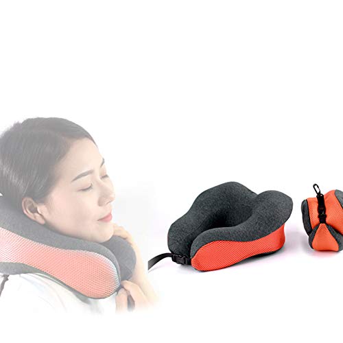 WRJ Almohada de Viaje, climatizada Cuello Fisioterapia Espuma de Memoria Almohada en Forma de U del avión Almohada Almohada Coche Funda extraíble,1