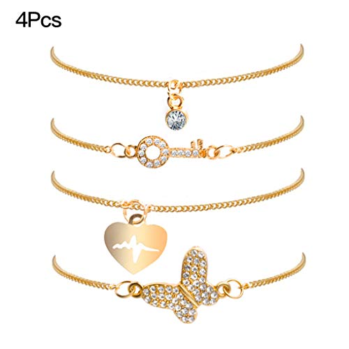 wufeng 4pcs aleación Shine Mano dominante de la Pulsera de muñeca Animal Shine Cadena de la joyería Mano de la Pulsera Pulsera de Mujeres de la Muchacha