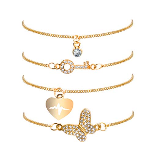 wufeng 4pcs aleación Shine Mano dominante de la Pulsera de muñeca Animal Shine Cadena de la joyería Mano de la Pulsera Pulsera de Mujeres de la Muchacha