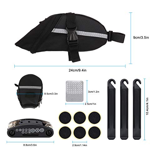 Wukong-Bolsa de sillín de Bicicleta con Herramientas de reparación 16 en 1 Kit de Herramientas de reparación de neumáticos de pinchazos de Bicicleta Multifuncional Wukong-Bolsa de sillín de Bicicleta con Herramientas de reparación 16 en 1 Kit de Herramientas de reparación de neumáticos de pinchazos de Bicicleta Multifuncional