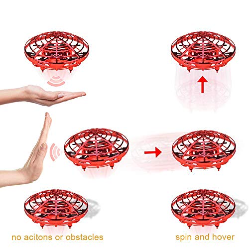 WULAU Mini Drone UFO para Niños, 360° Gira detección automática de obstáculos con Luz LED,Juguete Volador Interactivo de Inducción Infrarrojo Recargable,Juegos de Interior y Exterior para Niños WULAU Mini Drone UFO para Niños, 360° Gira detección automática de obstáculos con Luz LED,Juguete Volador Interactivo de Inducción Infrarrojo Recargable,Juegos de Interior y Exterior para Niños