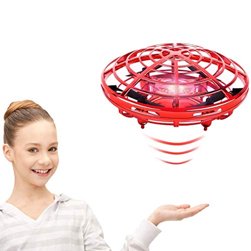 WULAU Mini Drone UFO para Niños, 360° Gira detección automática de obstáculos con Luz LED,Juguete Volador Interactivo de Inducción Infrarrojo Recargable,Juegos de Interior y Exterior para Niños