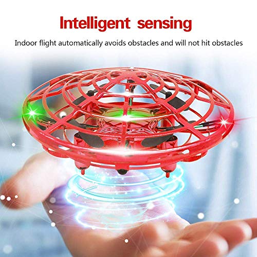 WULAU Mini Drone UFO para Niños, 360° Gira detección automática de obstáculos con Luz LED,Juguete Volador Interactivo de Inducción Infrarrojo Recargable,Juegos de Interior y Exterior para Niños