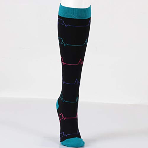 WXFF Calcetines de compresión Medias Deportivas Saltar a la comba Calcetines Deportivos Compresión Calcetines de compresión for Mujeres y Hombres Transpirable (Color : Black Blue, Size : 42-46)