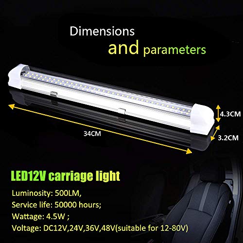 WZTO Barra de Luz 72 LED Interior del Coche led tubo DC 12-80V lámpara de Coches Luz de LED Iluminación Interior 500lm Tubo 1PCS WZTO Barra de Luz 72 LED Interior del Coche led tubo DC 12-80V lámpara de Coches Luz de LED Iluminación Interior 500lm Tubo 1PCS