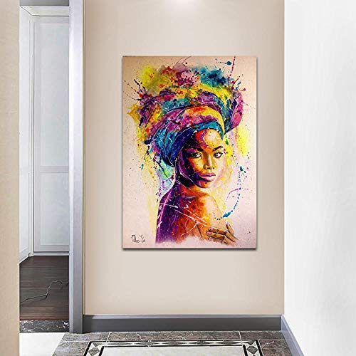 wZUN Mujeres africanas Pintura al óleo Arte de la Pared decoración Carteles e Impresiones Pintura Ilustraciones Cuadros decoración del hogar 60x90cm Sin Marco