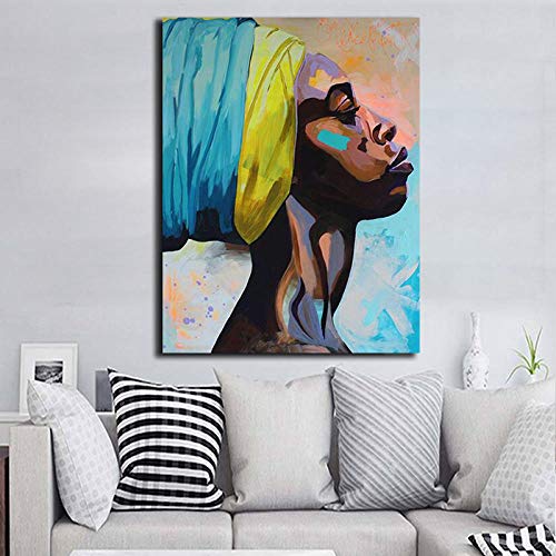 wZUN Mujeres africanas Pintura al óleo Arte de la Pared decoración Carteles e Impresiones Pintura Ilustraciones Cuadros decoración del hogar 60x90cm Sin Marco