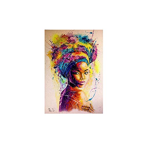 wZUN Mujeres africanas Pintura al óleo Arte de la Pared decoración Carteles e Impresiones Pintura Ilustraciones Cuadros decoración del hogar 60x90cm Sin Marco