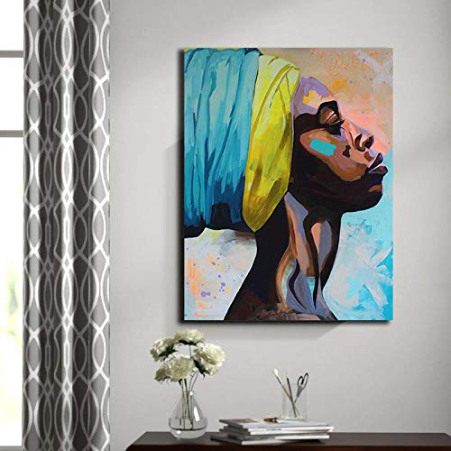 wZUN Mujeres africanas Pintura al óleo Arte de la Pared decoración Carteles e Impresiones Pintura Ilustraciones Cuadros decoración del hogar 60x90cm Sin Marco