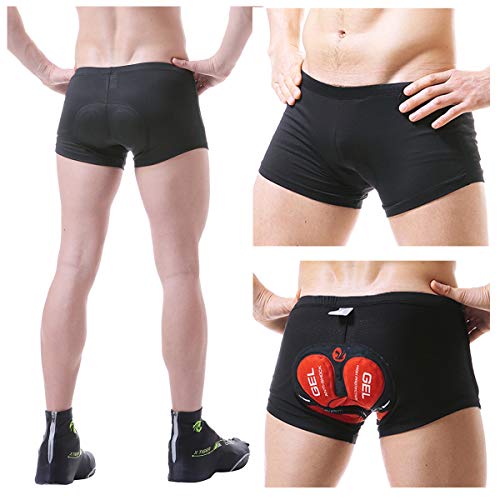 X-TIGER Hombres Ropa Interior de Bicicleta con 5D Gel Acolchado MTB Ciclismo Pantalones Cortos, Color Negro con Rojo, XL X-TIGER Hombres Ropa Interior de Bicicleta con 5D Gel Acolchado MTB Ciclismo Pantalones Cortos, Color Negro con Rojo, XL