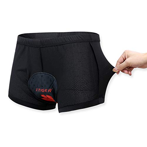 X-TIGER Hombres Ropa Interior de Bicicleta con 5D Gel Acolchado MTB Ciclismo Pantalones Cortos, Color Negro con Rojo, XL X-TIGER Hombres Ropa Interior de Bicicleta con 5D Gel Acolchado MTB Ciclismo Pantalones Cortos, Color Negro con Rojo, XL