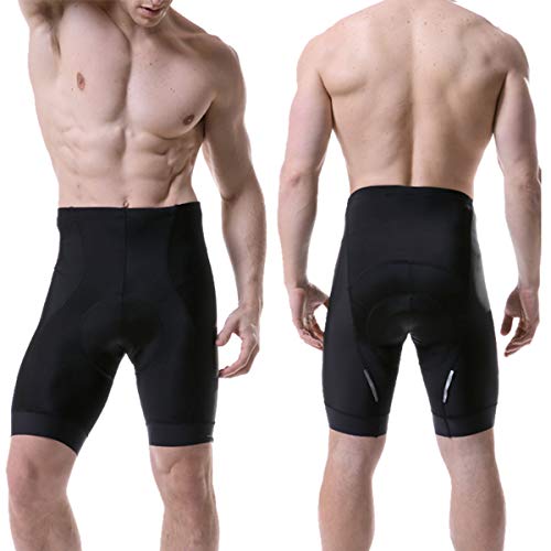 X-TIGER Hombres Ropa Interior de Bicicleta con 5D Gel Acolchado MTB Ciclismo Pantalones Cortos-Negro (Negro Pantalones Cortos, XL)