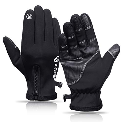 X-TIGER Vellón Térmico Invierno MTB Ciclismo Guantes con pantalla táctil para hombre con todos los dedos a prueba de viento e impermeable (XL)