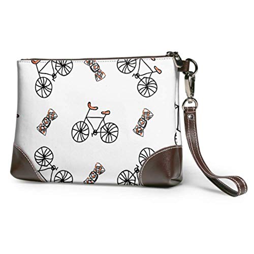 XCNGG Bolso de mano único impermeable suave lindo Retro Bicicletas Flores Cartera de cuero Cartera con cremallera para mujeres y niñas