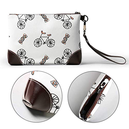 XCNGG Bolso de mano único impermeable suave lindo Retro Bicicletas Flores Cartera de cuero Cartera con cremallera para mujeres y niñas