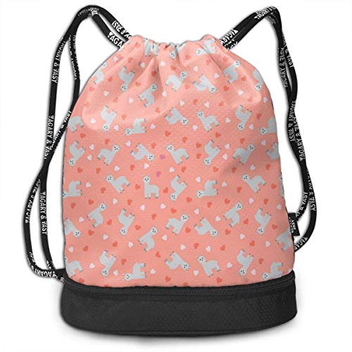 XCNGG Mochila con cordón Alpaca gris sobre fondo rojo Amor Paquete multifuncional Mochila Mochila con compartimento para zapatos Bolsa de hilo para hombres Mujeres Adolescentes Natación Deportes Gimna