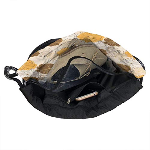 XCNGG Mochila con cordón Amarillo y marrón Fondo de flores Paquete multifuncional Mochila Mochila con compartimento para zapatos Bolsa de hilo para hombres Mujeres Adolescentes Natación Deportes Gimna