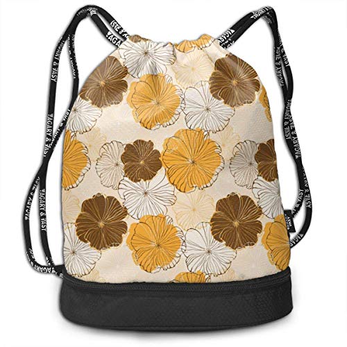 XCNGG Mochila con cordón Amarillo y marrón Fondo de flores Paquete multifuncional Mochila Mochila con compartimento para zapatos Bolsa de hilo para hombres Mujeres Adolescentes Natación Deportes Gimna XCNGG Mochila con cordón Amarillo y marrón Fondo de flores Paquete multifuncional Mochila Mochila con compartimento para zapatos Bolsa de hilo para hombres Mujeres Adolescentes Natación Deportes Gimna
