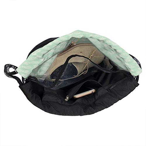 XCNGG Mochila con cordón de piña sobre fondo de menta Mochila de paquete multifuncional Mochila con compartimento para zapatos Bolsa de cuerda para hombres Mujeres Adolescentes Natación Deportes Gimna