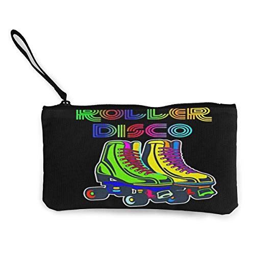 XCNGG Monederos Bolsa de Almacenamiento Shell 70s 80s Retro Roller Skates Roller Disco Coin Purse Canvas Change Pouch Cute Fashion Wallet Bag Small Zipper Key Holder For Shopping Outdoor Activities