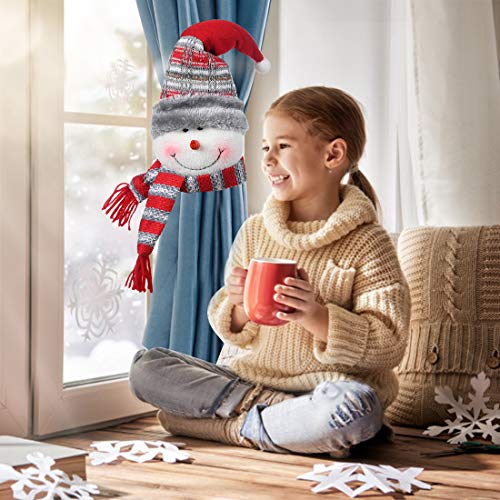 XCSW Hebilla para Cortina de Navidad 2 Piezas Hebilla de Cortina de Navidad diseño de Papá Noel muñeco de Nieve Decoración de Cortina Christmas Curtain Buckle (Rojo)