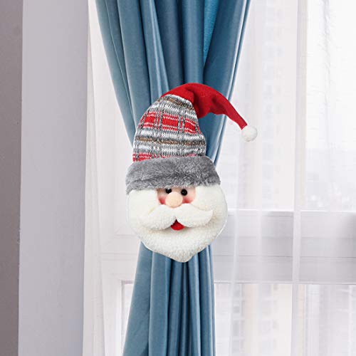 XCSW Hebilla para Cortina de Navidad 2 Piezas Hebilla de Cortina de Navidad diseño de Papá Noel muñeco de Nieve Decoración de Cortina Christmas Curtain Buckle (Rojo)