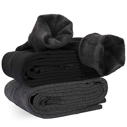 XDDIAS Pack de 2 Leggings para Mujer, Cálido Invierno Terciopelo Elástico Leggings, Térmico Grueso Forro Terciopelo Forrado Pantalones para Niña Mujer, Negro y Gris XDDIAS Pack de 2 Leggings para Mujer, Cálido Invierno Terciopelo Elástico Leggings, Térmico Grueso Forro Terciopelo Forrado Pantalones para Niña Mujer, Negro y Gris
