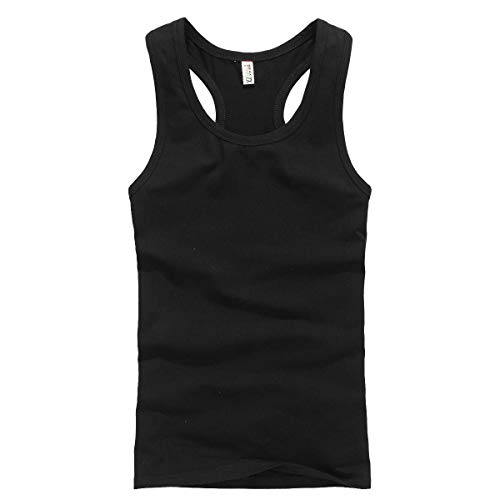 XDIAN Hombres Stringer Tanques Tops Muscle Gym Deporte Algodón Entrenamiento Fitness Culturismo Fútbol Baloncesto I-Shape Chalecos (EUR S=Label XL:60-65Kg, Black)