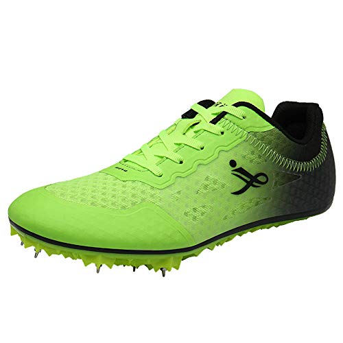 XFQ Pista Y Campo Zapatos, Sprint Entrenamiento Atlético Unisex Adultos Zapatos para Niños Junior Spikes Salto De Longitud Transpirable Zapatillas De Deporte,Verde,36EU