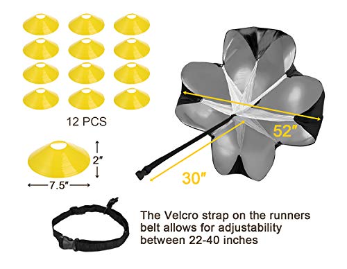 XGEAR Set de 1 Escalera de Velocidad y Agilidad, 1 Paracaídas de Correr, 12 Conos de Deporte, 4 Clavos Largos y 1 Mochila para Deportista, Atleta y Futbolista XGEAR Set de 1 Escalera de Velocidad y Agilidad, 1 Paracaídas de Correr, 12 Conos de Deporte, 4 Clavos Largos y 1 Mochila para Deportista, Atleta y Futbolista