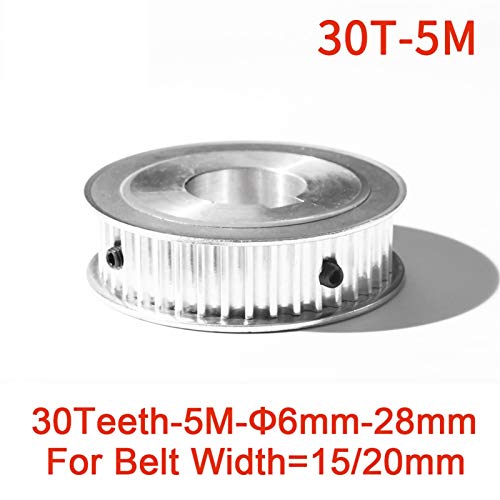 Xianglaa-Polea de distribución 30teeth HTD5M Polea de tiempo síncrono, Bore interno 6mm-28mm for ancho = 15/20 mm, correa de tiempo de la llavero Polea AF 5mm Pitch 5m Tipo 30T Producción de precisión