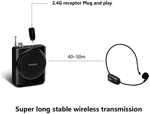 XIAOKOA 2.4G micrófono inalámbrico, la transmisión inalámbrica estable 40m,auriculares y de mano 2 en 1,para el amplificador de voz, altavoces