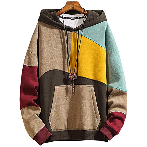 XIAOYAO Hombre Sudadera con Capucha Deportiva Manga Larga Hoodie (Caqui, XL (Peso: 55-60 kg)) XIAOYAO Hombre Sudadera con Capucha Deportiva Manga Larga Hoodie (Caqui, XL (Peso: 55-60 kg))